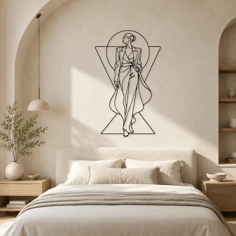 Geometric Runway Muse Metal Wall Art | Fashion Figure Wall Decor - lifestyle view 2