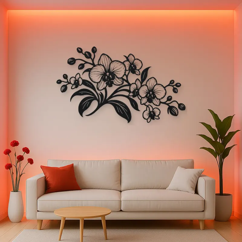 Orchid Elegance Metal Wall Art | Botanical Metal Wall Decor