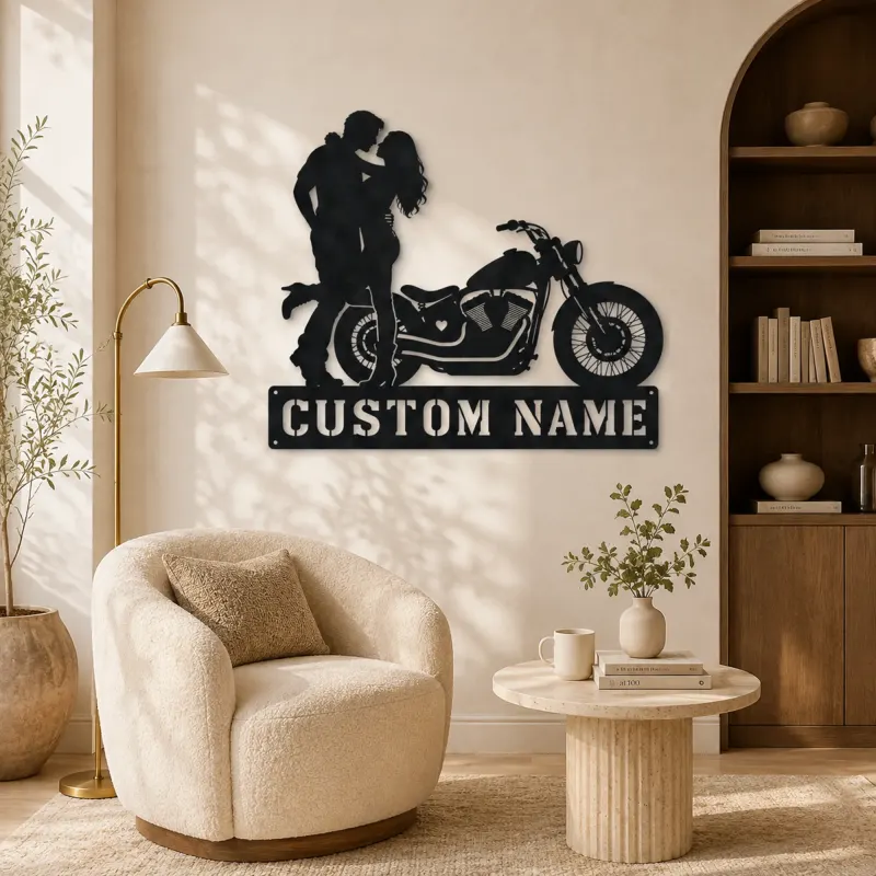Personalized Chopper Romance Metal Wall Art with Heart - lifestyle view 5