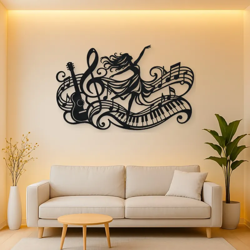 Dancing Treble Flow Metal Wall Art | Music Room Wall Decor