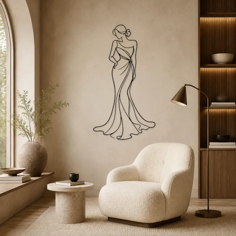 Lily Gown Muse Metal Wall Art | Botanical Woman Wall Decor - lifestyle view 5
