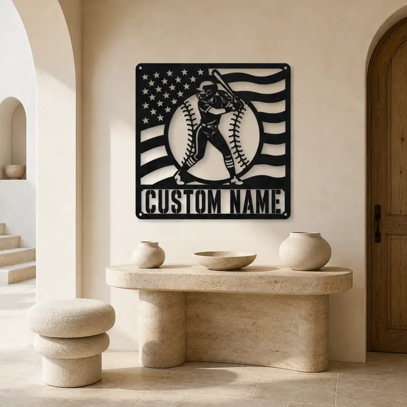 Personalized Female Softball Ready Stance Flag Metal Wall Art - lifestyle view 3