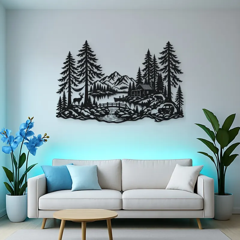 Tall Cedar Grove Metal Wall Art | Botanical Metal Wall Decor