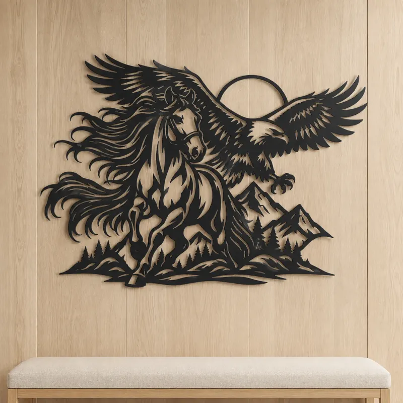 Horse and Eagle Metal Wall Art | Equestrian Wall Decor - lifestyle view 5