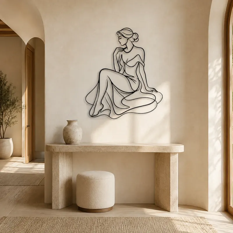 Woman with Pearl Metal Wall Art | Feminine Figure Wall Decor - lifestyle view 3