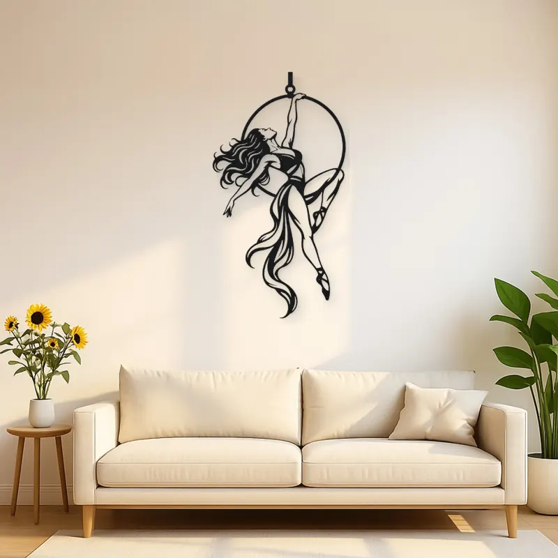 Aerial Hoop Muse Metal Wall Art | Movement Silhouette Decor