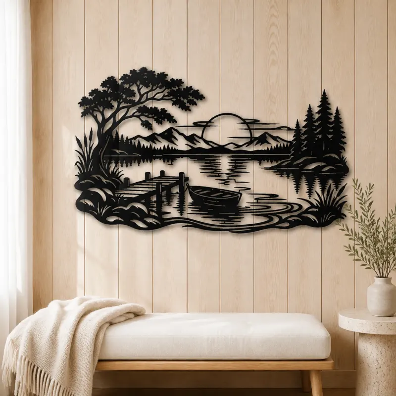 Calm Lake Ripples Metal Wall Art | Nature Silhouette Decor - lifestyle view 5