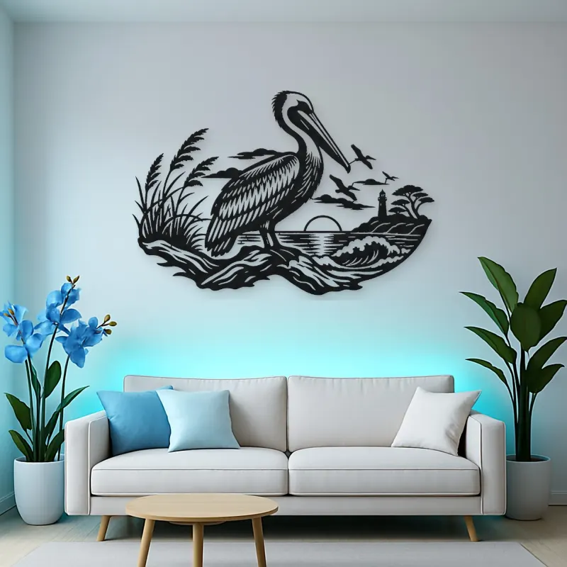 Pelican Coastline Metal Wall Art | Coastal and Nautical Wall Decor