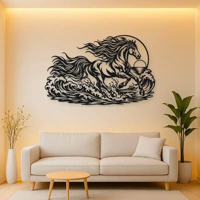 Horse Ocean Gallop Metal Wall Art | Equestrian Wall Decor