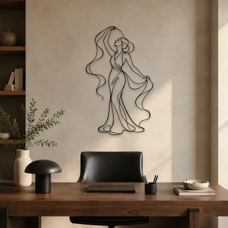 Ribbon Scarf Muse Metal Wall Art | Fashion Figure Wall Decor - lifestyle view 3