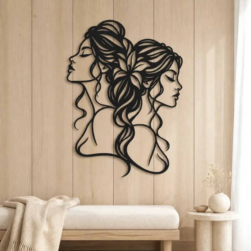 Two Faces One Line Metal Wall Art | Romantic Couple Decor - lifestyle view 5