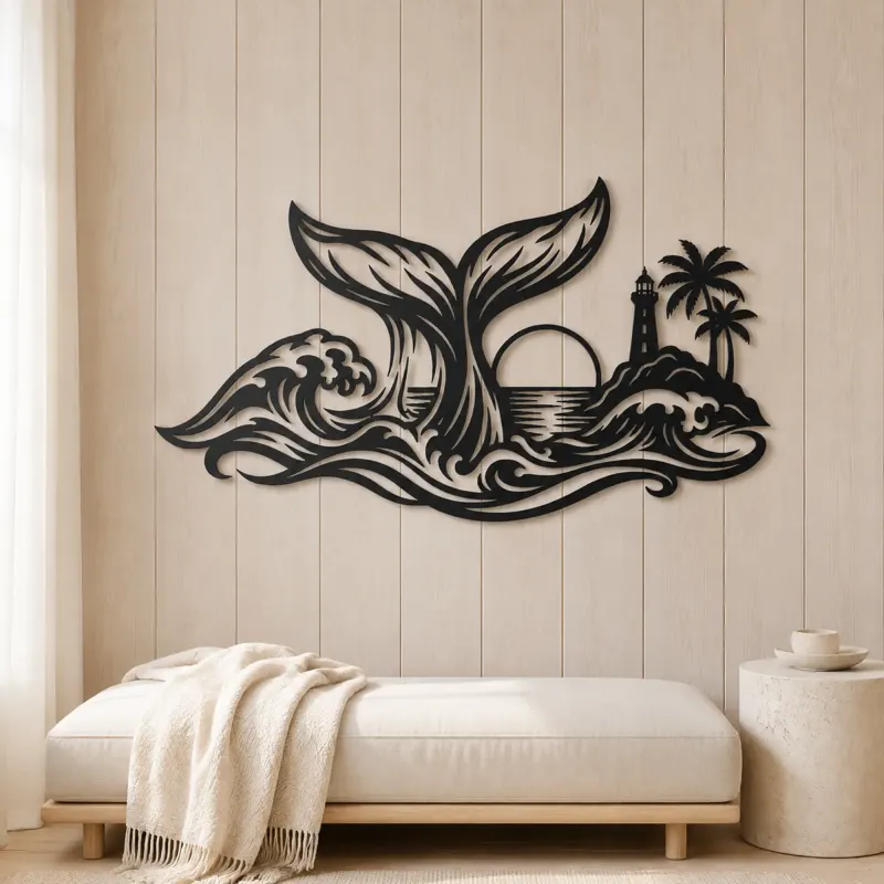Whale Tail Ocean Metal Wall Art | Coastal and Nautical Wall Decor - lifestyle view 5