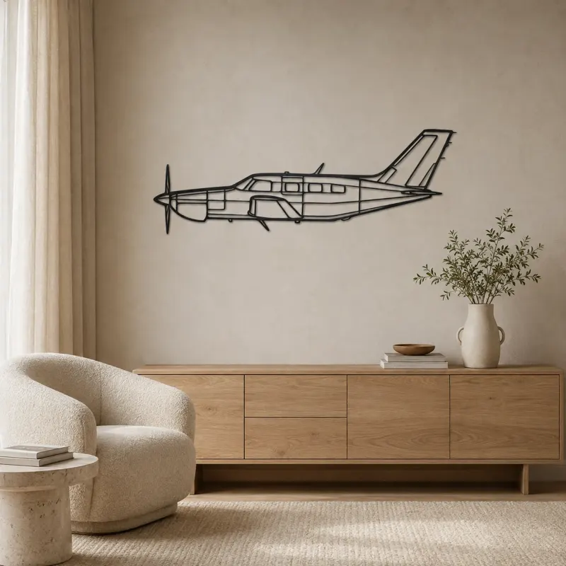 PA-46-350P Malibu Mirage Airplane Silhouette Metal Wall Art, Metal Aircraft Silhouette, Aviation Wall Decor, Aviator Decor - lifestyle view 5