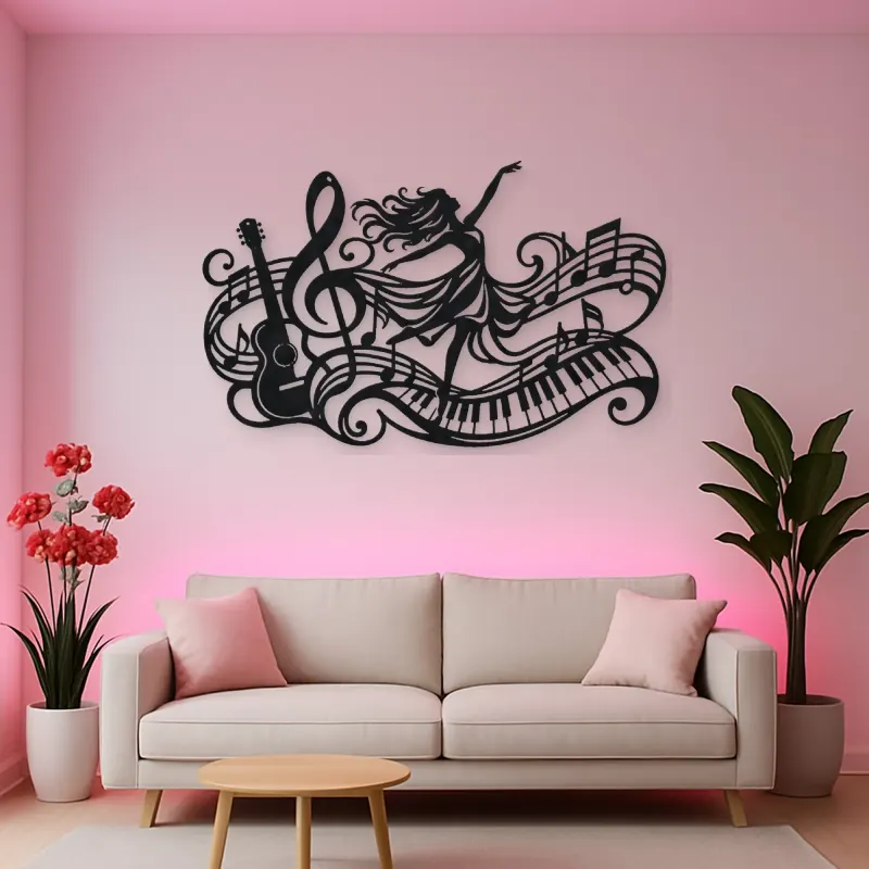 Dancing Treble Flow Metal Wall Art | Music Room Wall Decor