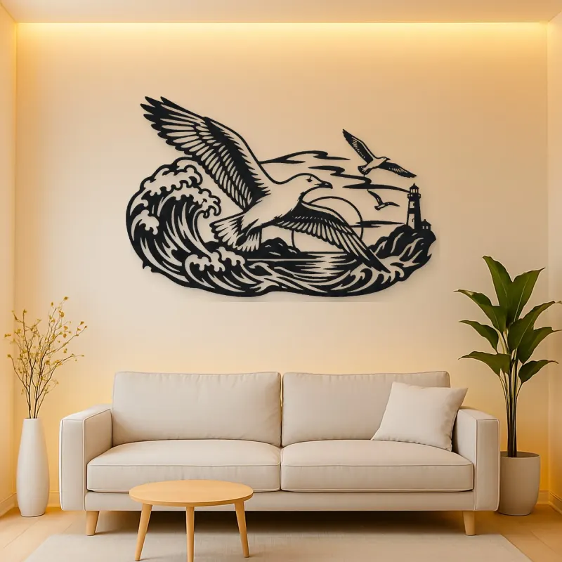 Seagull Wave Flight Metal Wall Art | Coastal and Nautical Wall Decor