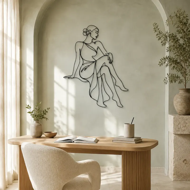 Serene Seated Figure Metal Wall Art | Feminine Figure Wall Decor - lifestyle view 4