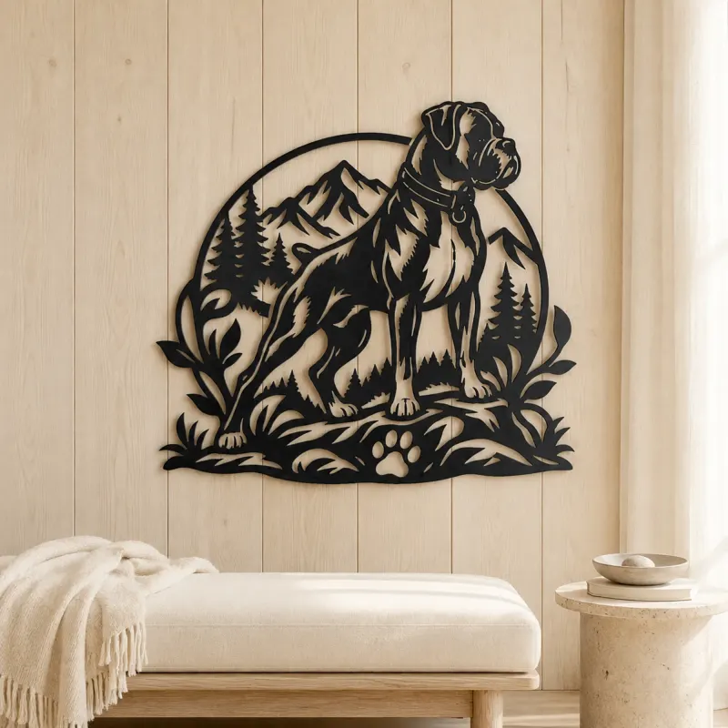 Boxer Strong Profile Metal Wall Art | Pet Lover Silhouette Decor - lifestyle view 5