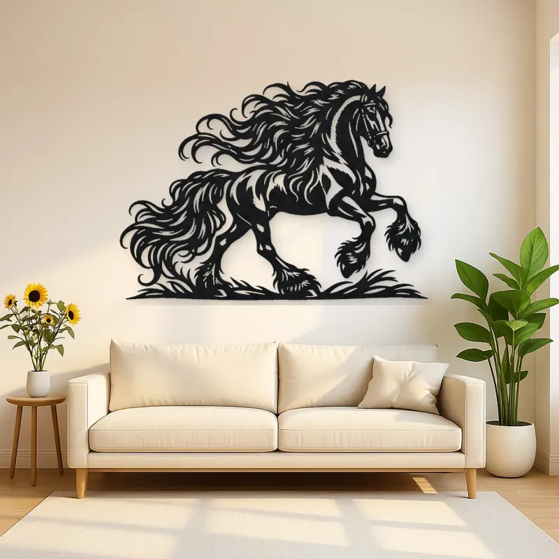Friesian Mane Flow Metal Wall Art | Equestrian Wall Decor