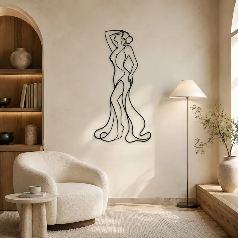 Sculptural Body Arc Metal Wall Art | Feminine Figure Wall Decor - lifestyle view 5