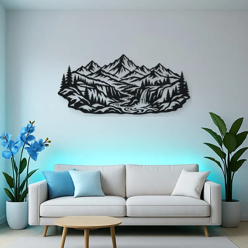 Canyon Mountain Flow Metal Wall Art | Nature Silhouette Decor