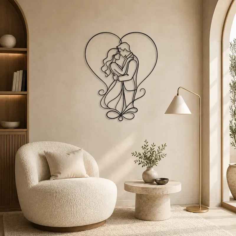 Heart Frame Lovers Metal Wall Art | Romantic Couple Decor - lifestyle view 5