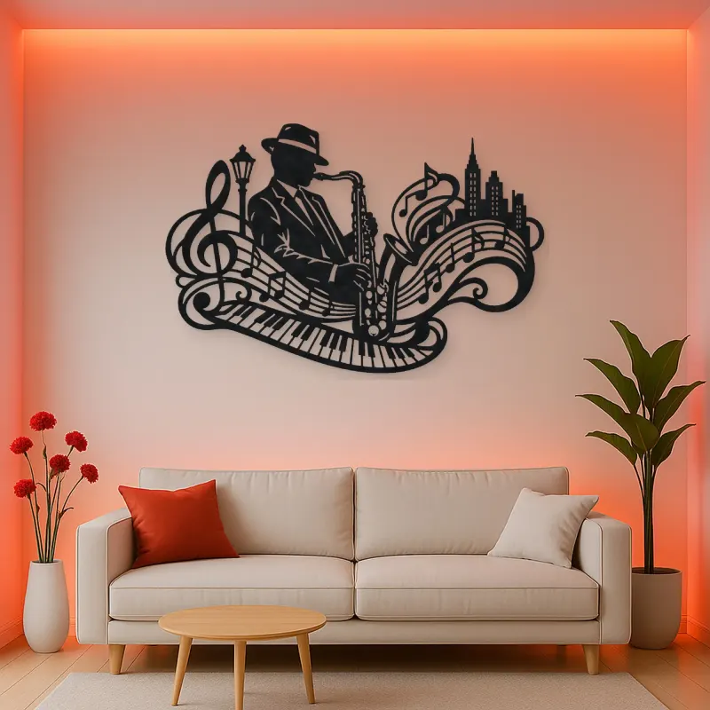 Saxophone Jazz Flow Metal Wall Art | Music Room Wall Decor