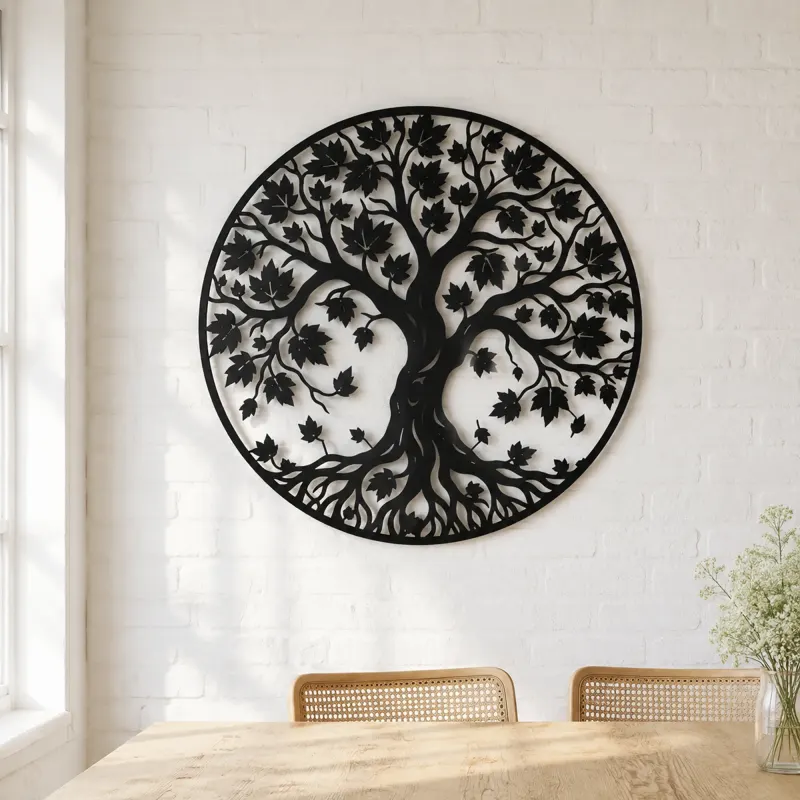 Autumn Leaf Tree Metal Wall Art | Botanical Metal Wall Decor - lifestyle view 4