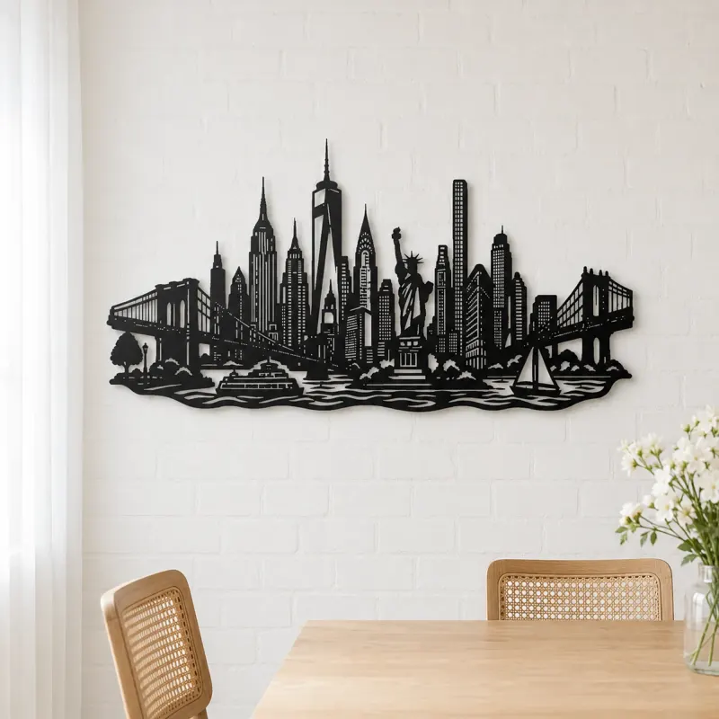 New York Skyline Flow Metal Wall Art | Travel and City Wall Decor - lifestyle view 4