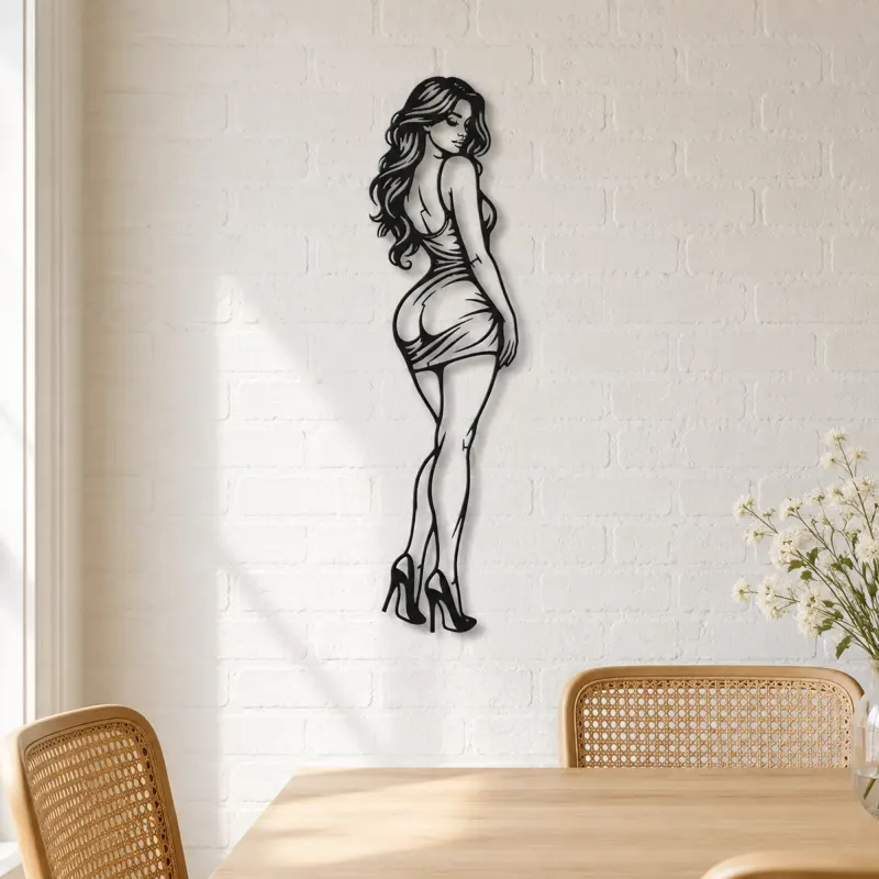 Body Line Twist Metal Wall Art | Minimalist Woman Line Art - lifestyle view 4