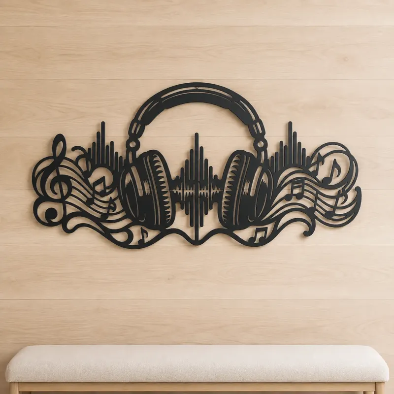 Headphones Sound Wave Metal Wall Art | Music Room Wall Decor - lifestyle view 5