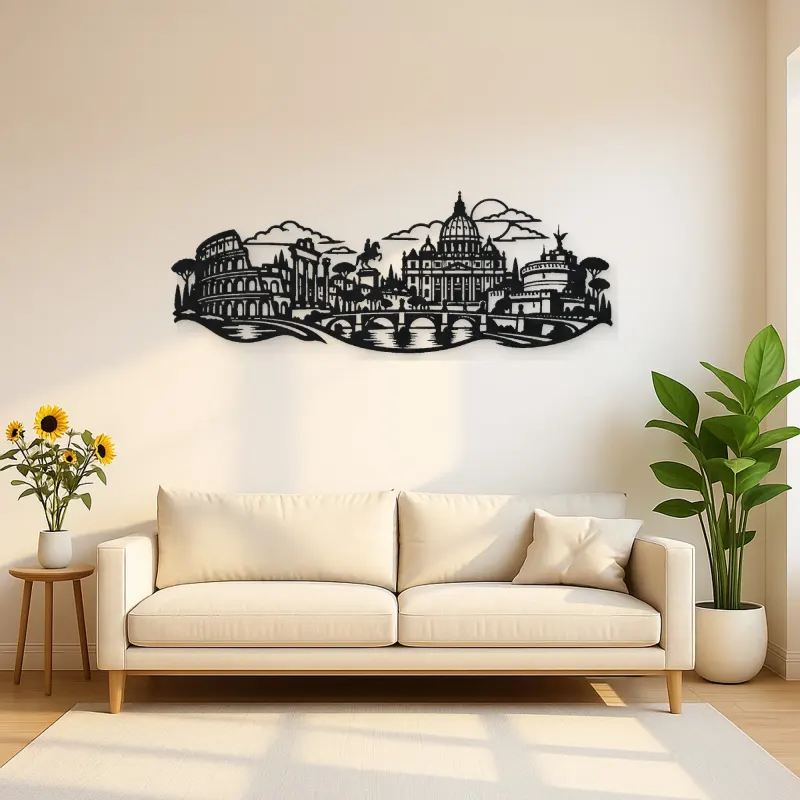 Rome Skyline Flow Metal Wall Art | Travel and City Wall Decor