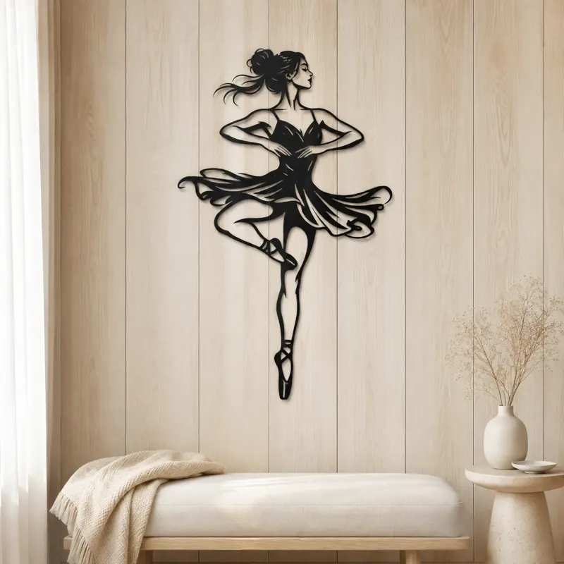 Ballet Pirouette Metal Wall Art | Movement Silhouette Decor - lifestyle view 5
