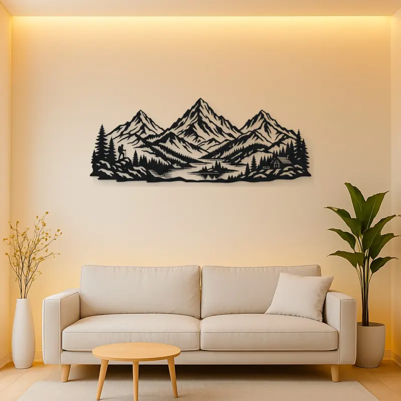 Three Peak Horizon Metal Wall Art | Nature Silhouette Decor