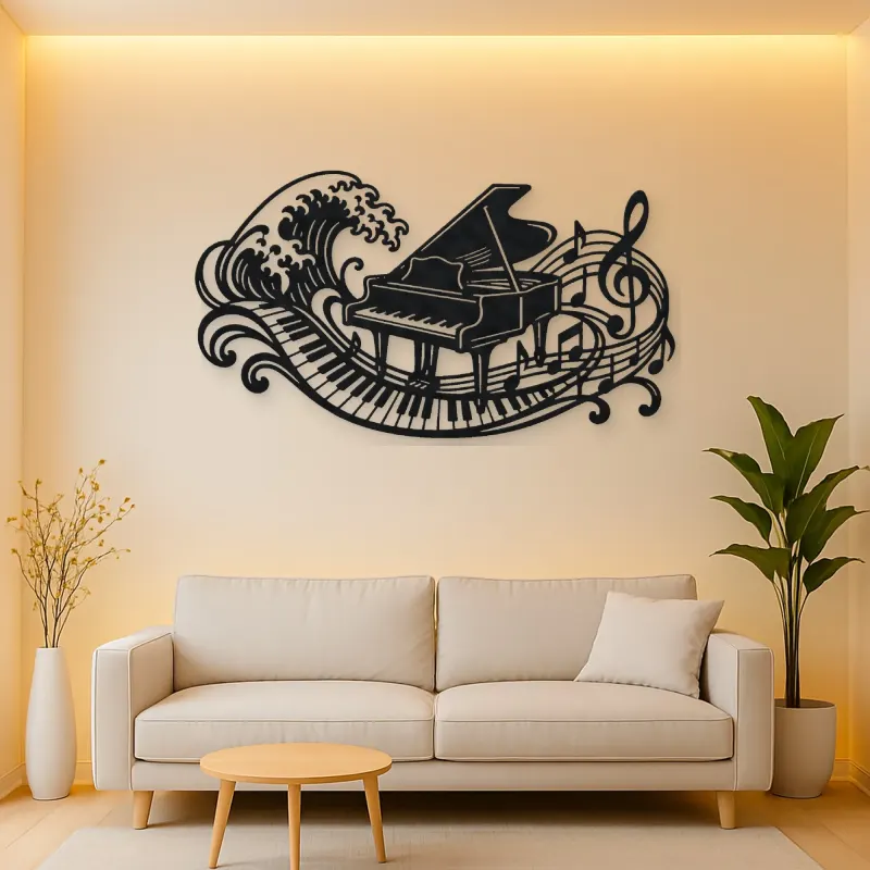 Piano Wave Keys Metal Wall Art | Music Room Wall Decor