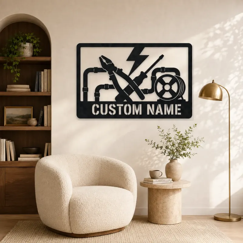 Personalized Electrician Tools Metal Wall Art - lifestyle view 5