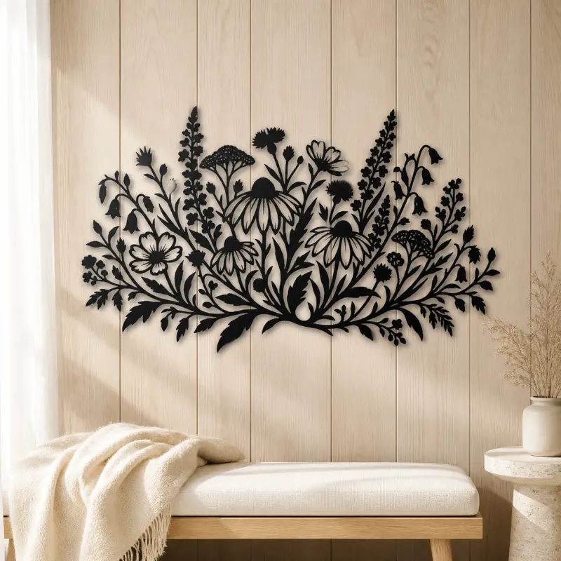 Wildflower Meadow Metal Wall Art | Botanical Metal Wall Decor - lifestyle view 5