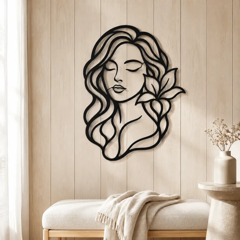 Closed Eyes Serenity Metal Wall Art | Modern Abstract Metal Decor - lifestyle view 5