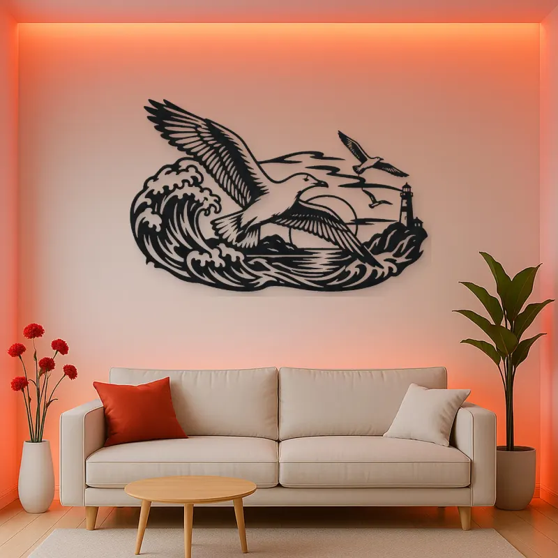 Seagull Wave Flight Metal Wall Art | Coastal and Nautical Wall Decor