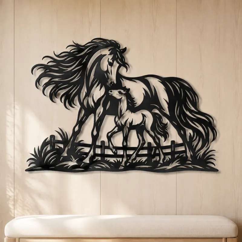 Mare and Foal Metal Wall Art | Equestrian Wall Decor - lifestyle view 5