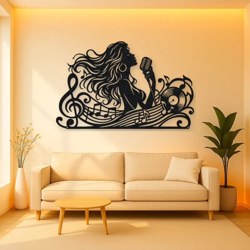 Singer Silhouette Metal Wall Art | Music Room Wall Decor