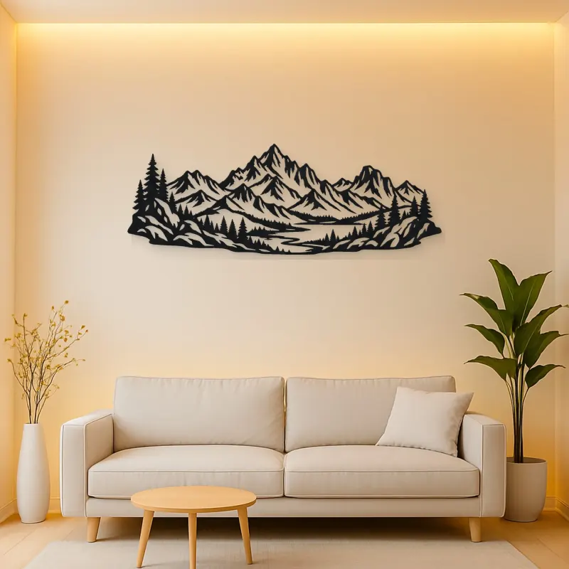 Rocky Ridge Panorama Metal Wall Art | Nature Silhouette Decor
