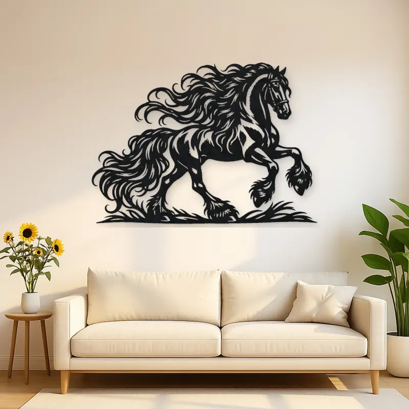 Friesian Mane Flow Metal Wall Art | Equestrian Wall Decor