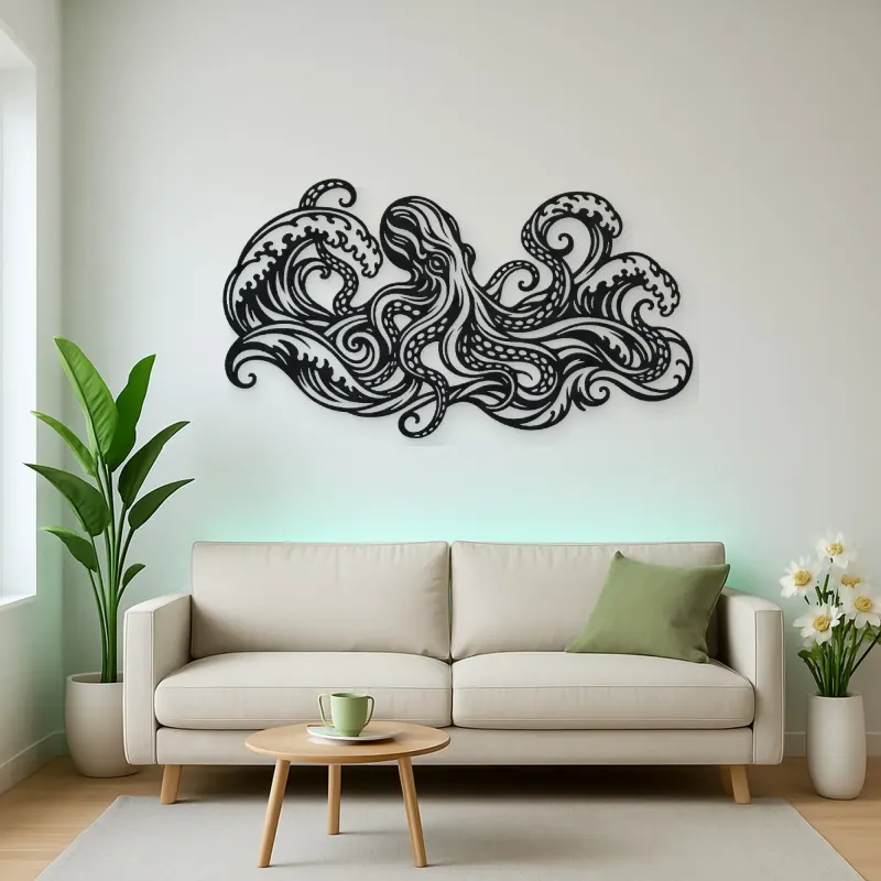 Octopus Flow Metal Wall Art | Coastal and Nautical Wall Decor