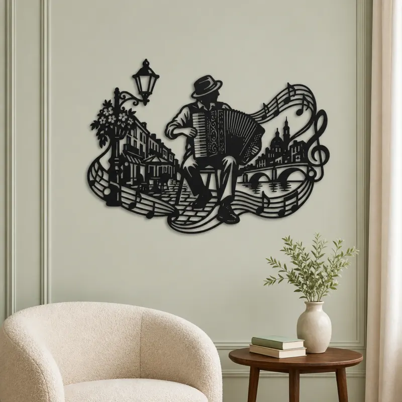 Accordion Street Music Metal Wall Art | Music Room Wall Decor - lifestyle view 2