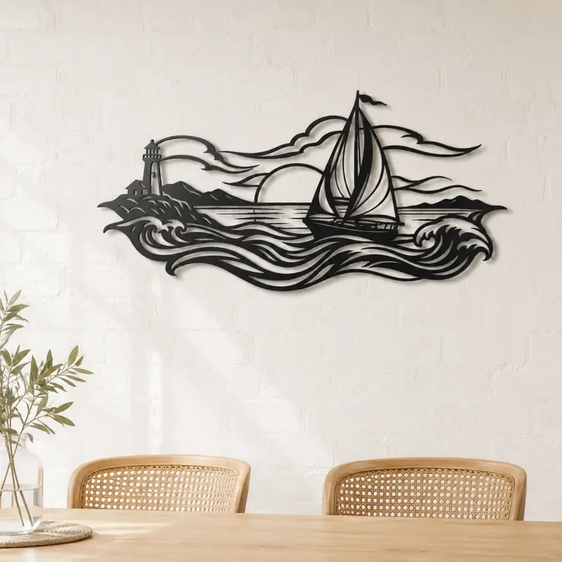 Sailboat Horizon Metal Wall Art | Coastal and Nautical Wall Decor - lifestyle view 4