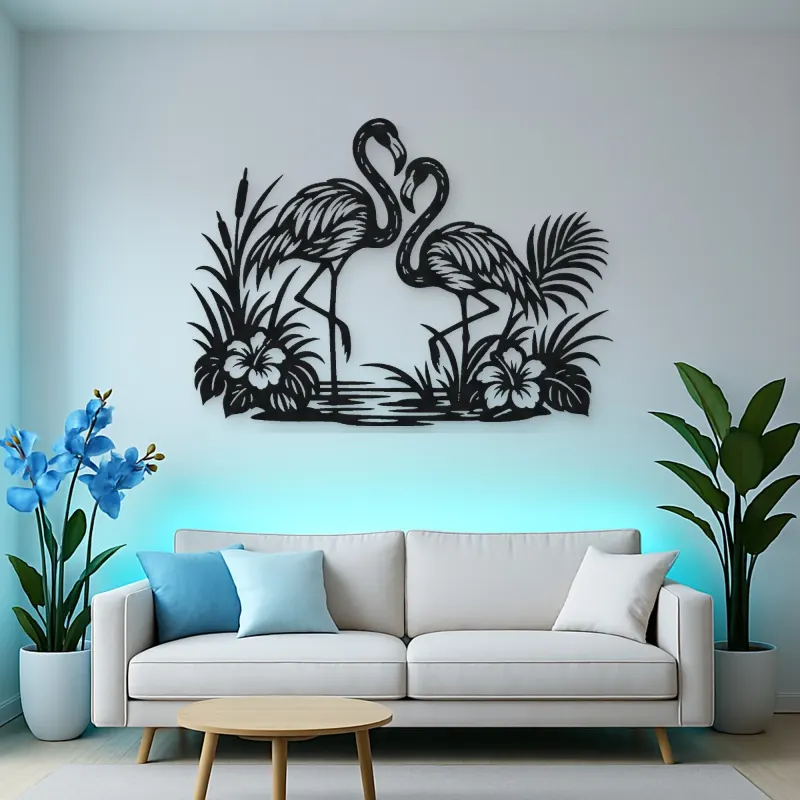 Flamingo Pair Metal Wall Art | Wildlife Silhouette Decor