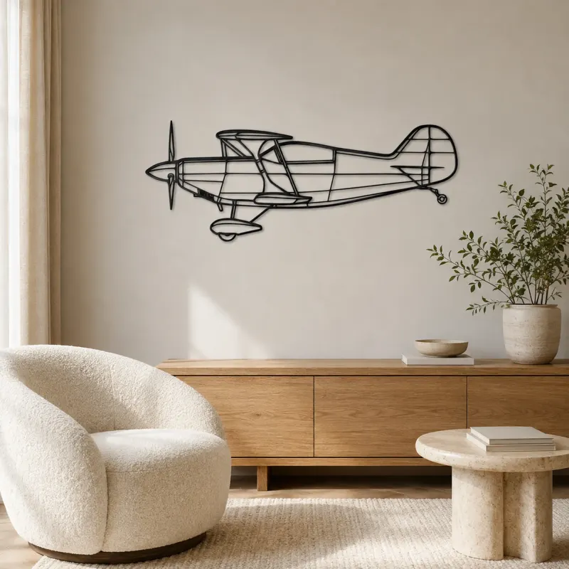 Pitts S-2B Airplane Silhouette Metal Wall Art, Metal Aircraft Silhouette, Aviation Wall Decor, Aviator Decor - lifestyle view 5