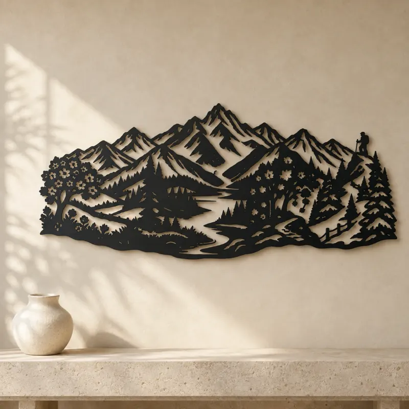 Four Seasons Peaks Metal Wall Art | Modern Abstract Metal Decor - lifestyle view 3