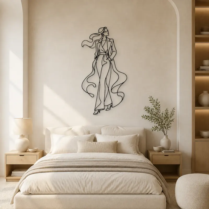 Flowing Coat Model Metal Wall Art | Fashion Figure Wall Decor - lifestyle view 2