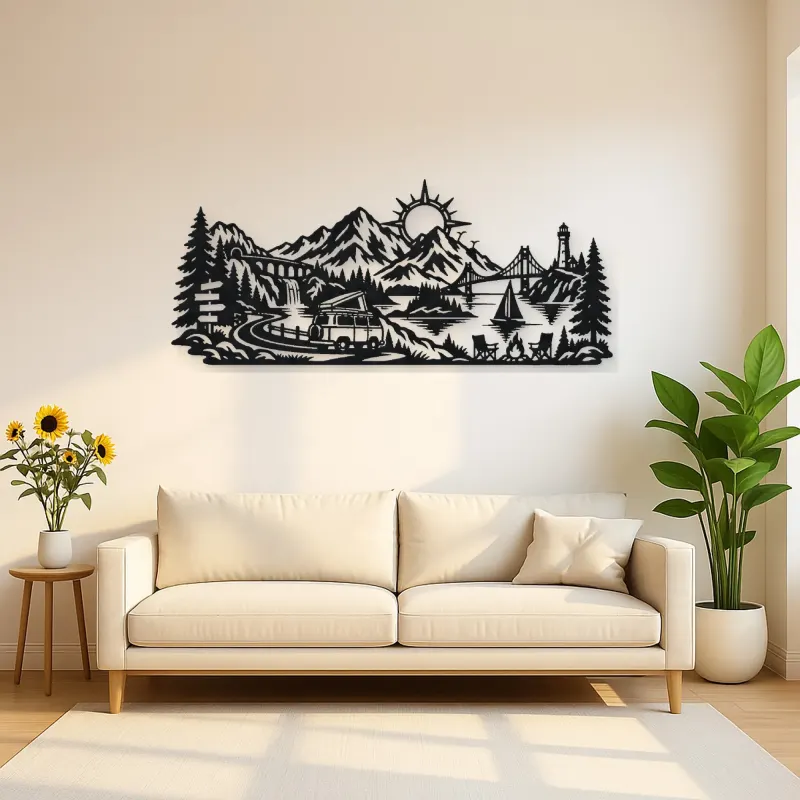 Mountain Camper Journey Metal Wall Art | Travel and City Wall Decor